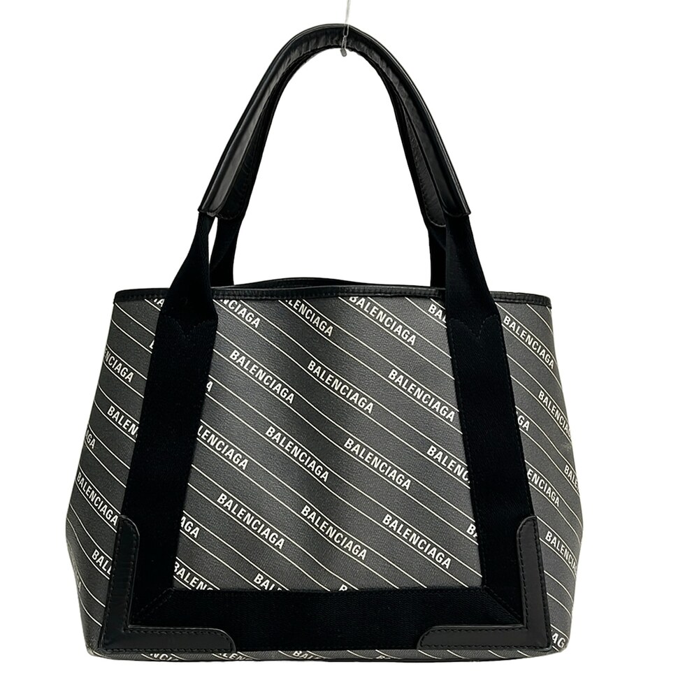 Balenciaga Navy Cabas S Tote Bag 339933 Dark Gray White Black Leather Canvas